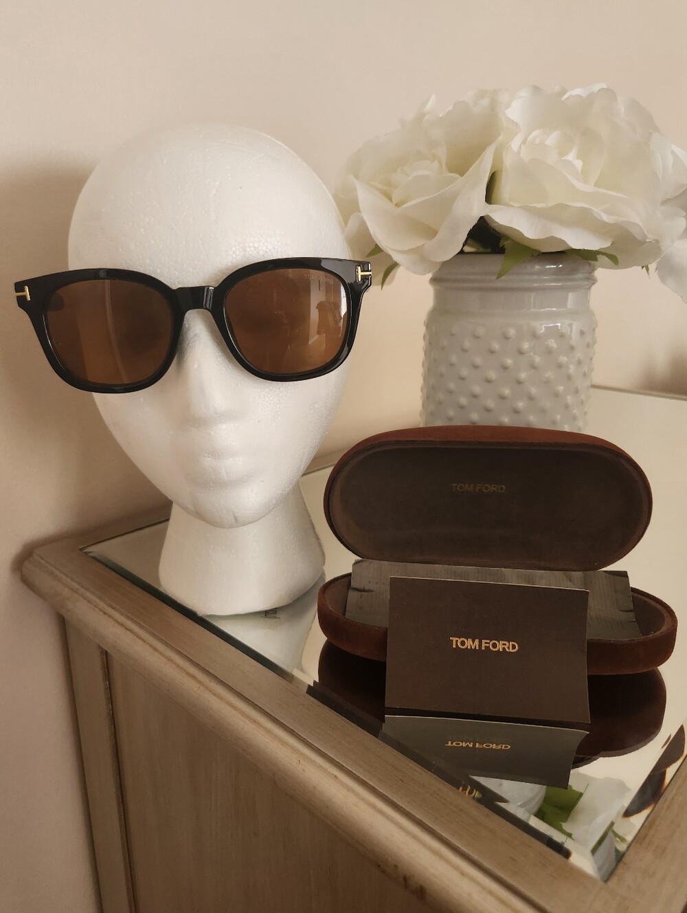 Tom Ford Black Frame Sunglasses with Brown Lenses